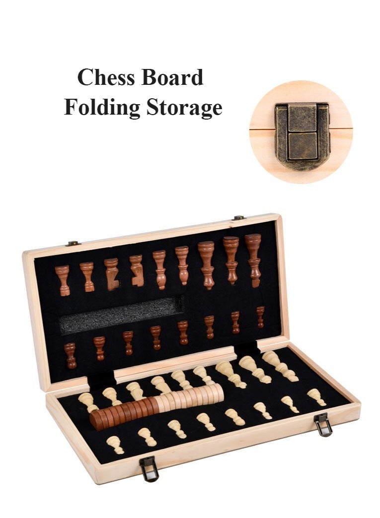 Magnetic Wooden Chess Set Folding Chessboard Set with Internal Storage Travel Chessboard Game Suitable for Children and Adults - Image 4