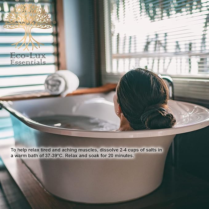 Eco Lux UK 5KG Epsom Salts Premium 100 Pure Natural Food Grade Magnesium Sulphate Bath Soak Relieving Sore Muscles Rejuvenating Relaxing Supports Sleep Calming Therapy 5KG