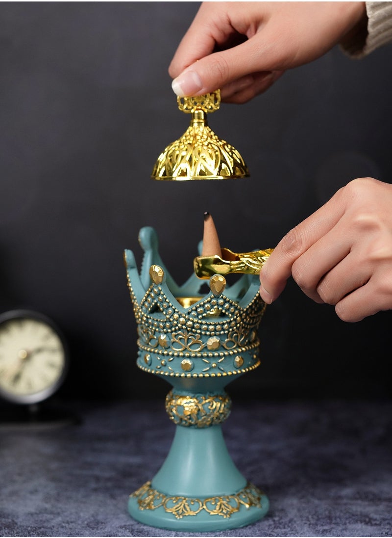ماركة غير محددة - مبخرة بخور على الطراز الملكي زينة برج العلاج بالروائح العطرية من السيراميك - Image 1