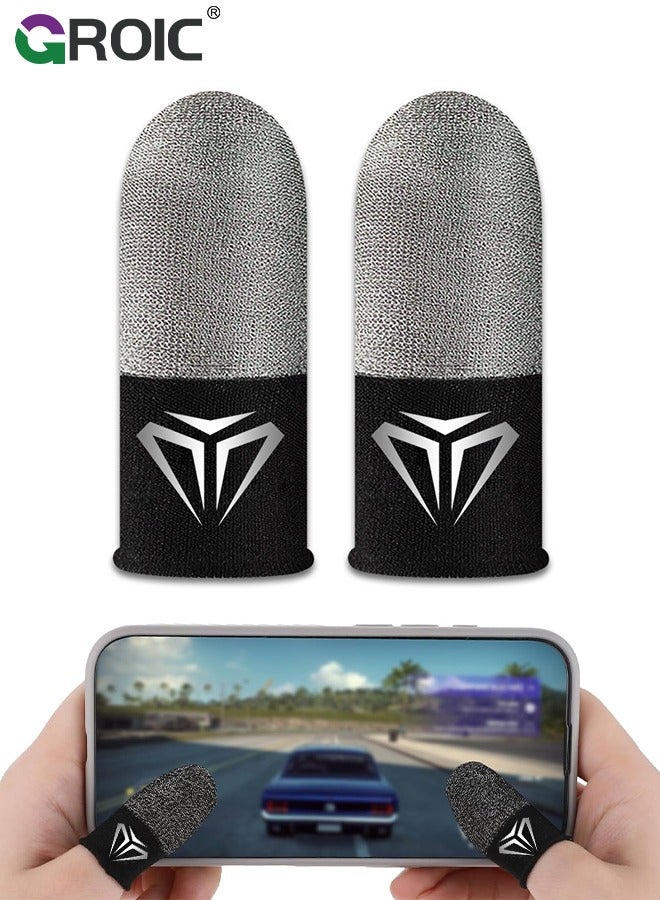 GROIC 1Pair  Finger Sleeves for Mobile Gaming, Silver Fiber Thumb Sleeves Protector Phone Gaming, Smooth Operation & Highly Touch-Responsive, Anti-Sweat  - Image 1