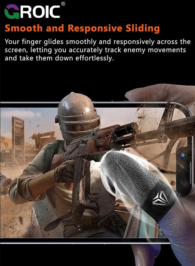 GROIC 1Pair  Finger Sleeves for Mobile Gaming, Silver Fiber Thumb Sleeves Protector Phone Gaming, Smooth Operation & Highly Touch-Responsive, Anti-Sweat  - Image 5