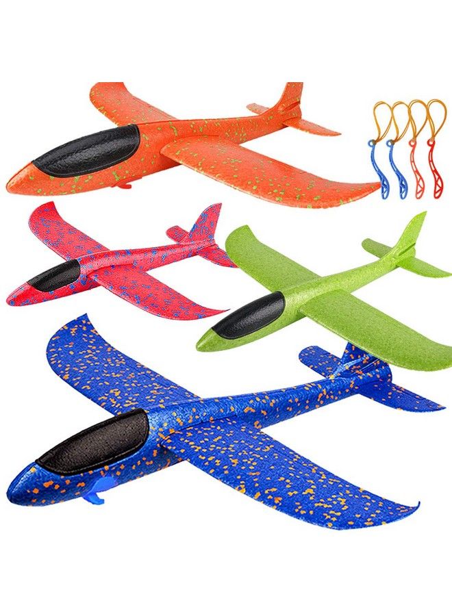 Bootaa 4 Pack Airplane Toys Upgrade 17.5" Large Throwing Foam Plane 2 Flight Mode Glider Plane Flying Toy For Kids Gifts For 3 4 5 6 7 Year Old Boy Outdoor Sport Toys Birthday Party Favors Foam Airplane - Image 1