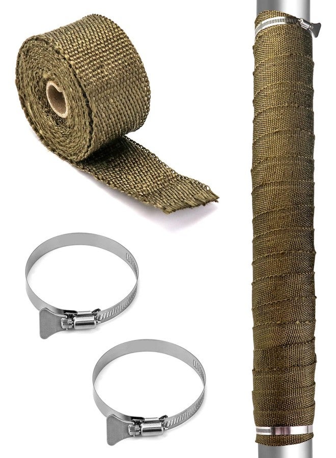 QWORK Fireproof Pipe Wrap, Pipe Insulation Webbing Anti-Scald Chimney Ribbon Furnace Flue Protector with 2 Clips - Image 1