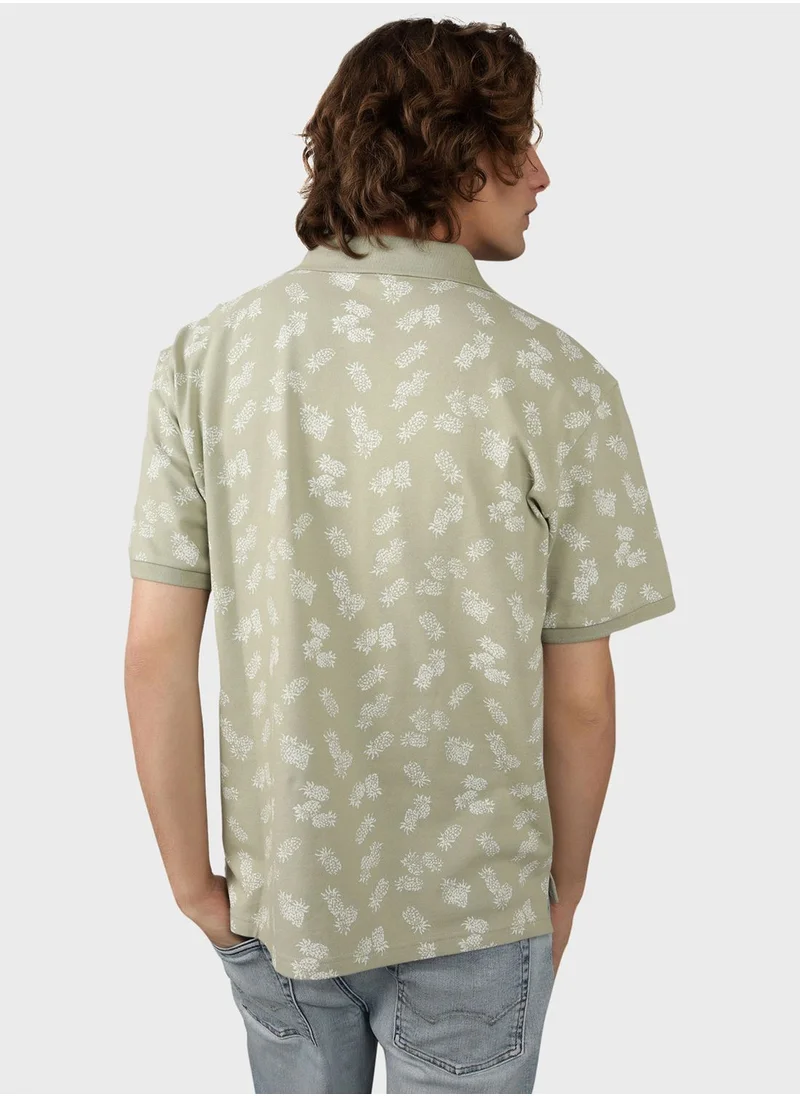 امريكان ايجل Printed Pique Polo Shirt