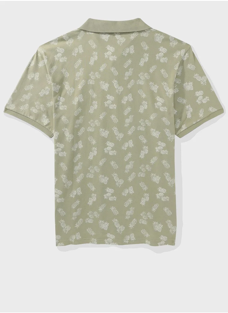 امريكان ايجل Printed Pique Polo Shirt