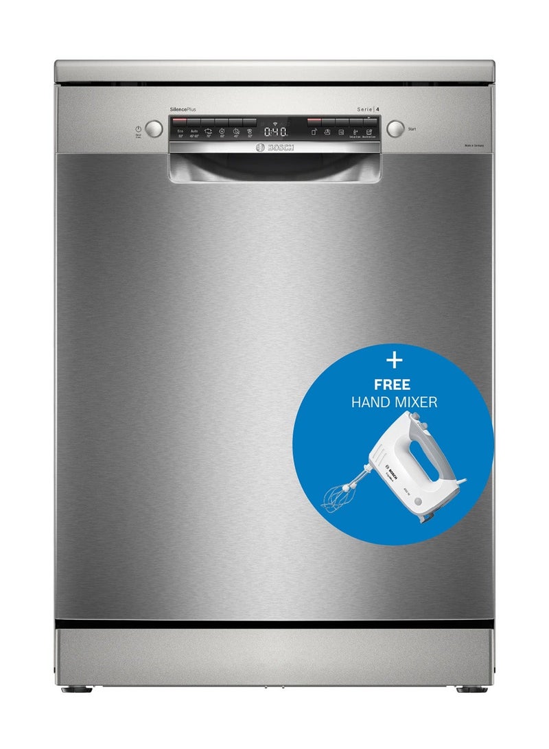 BOSCH Freestanding Dishwasher, SMS4ECI26M, 60cm, 14 Place Settings, 6 Programs, Home Connect, Brushed Steel Anti-Fingerprint, 1 Year Warranty, German Engineering + Free Hand Mixer 10 L SMS4ECI26M Silver Inox - Image 1
