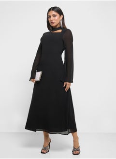 Khizana Dress With Asymmertic Neckline  - Image 4