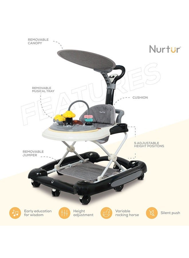 Nurtur 2 In 1 Baby Walker Adjustable 5 Gear Cushion Adjustable With Music Toy Learning Seat Swivel Wheels Safe And Comfortable For 6 To 18 Months - Image 2