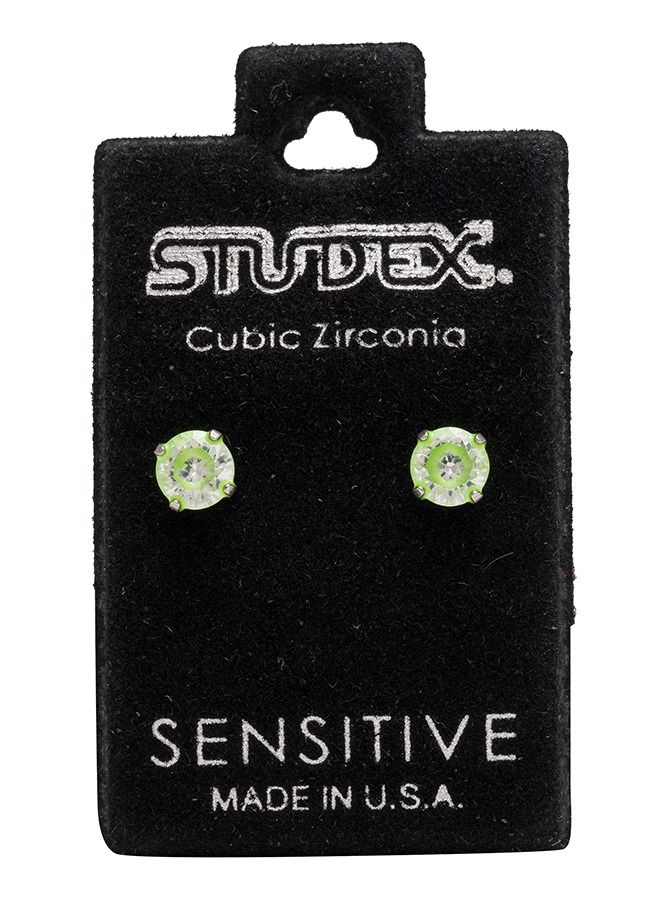 ستوديكس حلق الأذن 5 ملم مكعب زركونيا نيون أخضر من الفولاذ المقاوم للصدأ لا يسبب الحاسية - Image 5