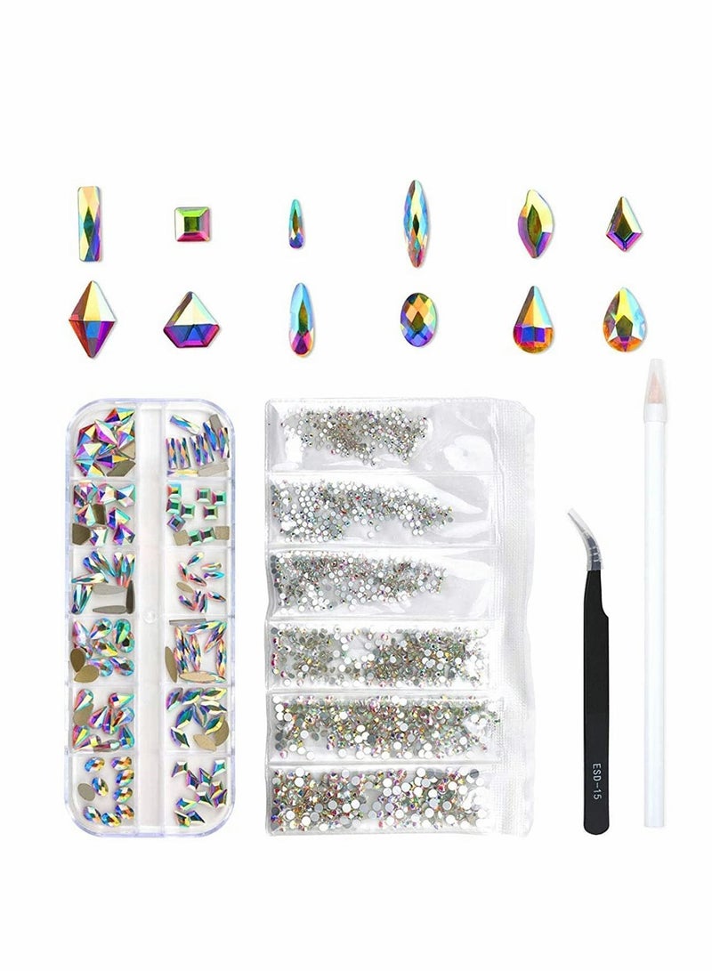 NIBEMINENT 120 Pcs Multi Shapes Glass Crystal AB Rhinestones For Nail Art Craft - Image 1