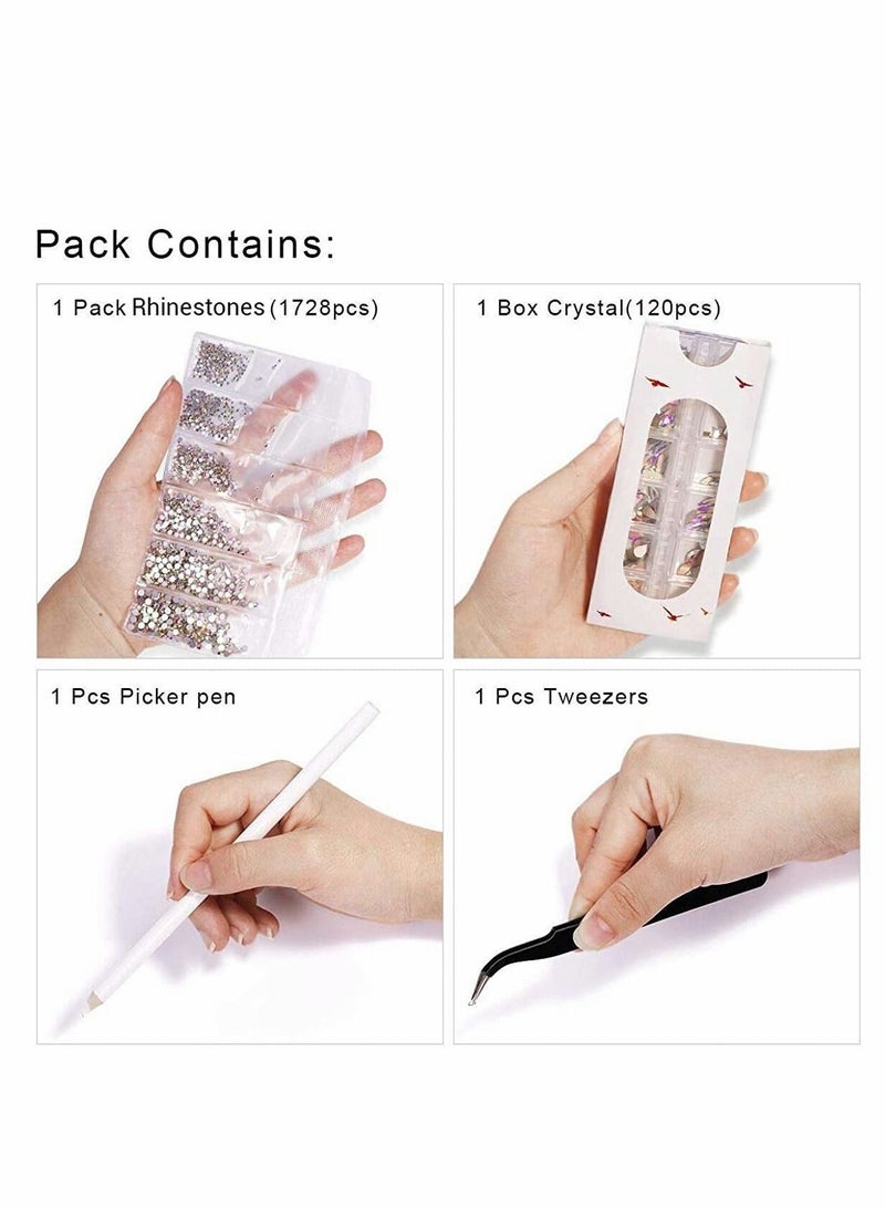 NIBEMINENT 120 Pcs Multi Shapes Glass Crystal AB Rhinestones For Nail Art Craft - Image 5