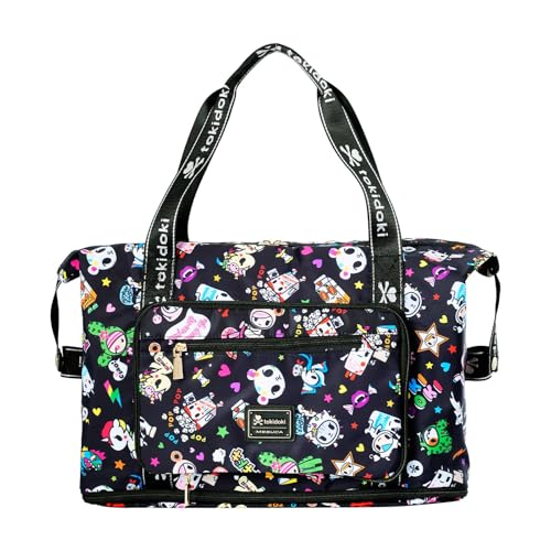 Tokidoki Unicorno Foldable Duffle Bag for Travel 40L Expandable Weekender Bags with Trolley Sleeve Overnight Bags for TravellingBlack - Image 1