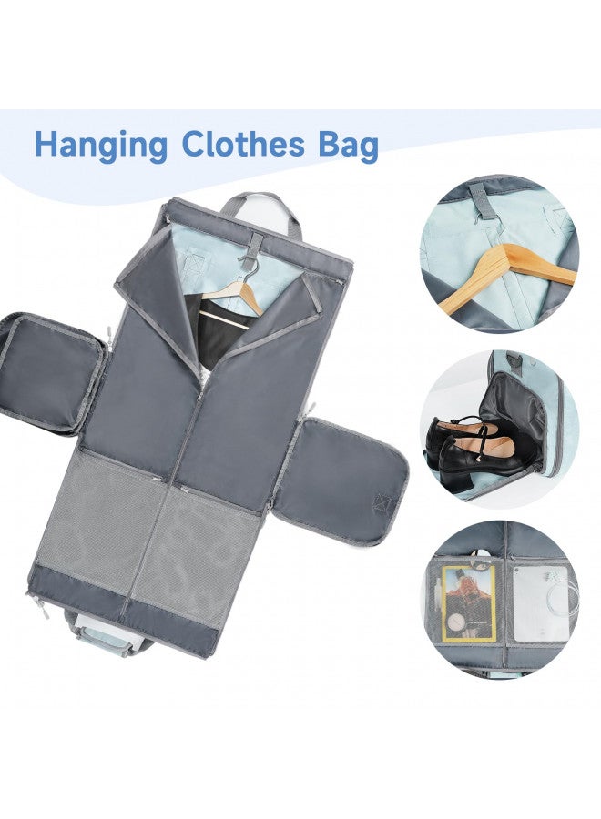 Ytonet Ytonet Foldable Garment Bags for Travel, Convertible Travel Sports Garment Duffel Bag for Women, Water Resistant Convertible Garment Bag with Shoe Compartment, 2 in 1 Hanging Suit Bags, Mint Green  - Image 2