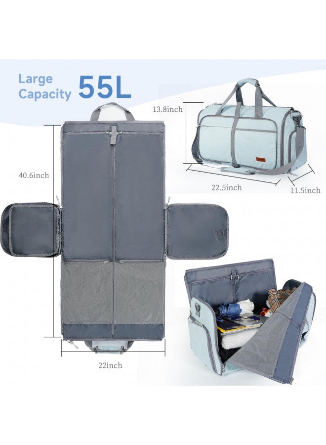 Ytonet Ytonet Foldable Garment Bags for Travel, Convertible Travel Sports Garment Duffel Bag for Women, Water Resistant Convertible Garment Bag with Shoe Compartment, 2 in 1 Hanging Suit Bags, Mint Green  - Image 1