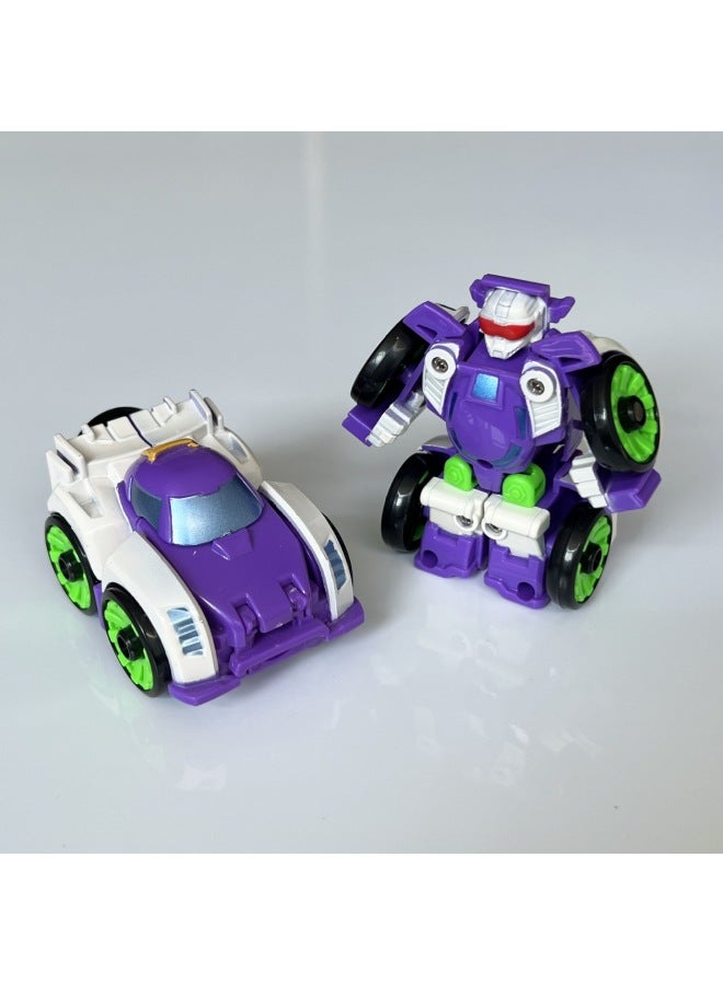 Q Version Mini Transforming Car Robot Toy Partial Alloy Kindergarten Boy Kidsren Model Gift