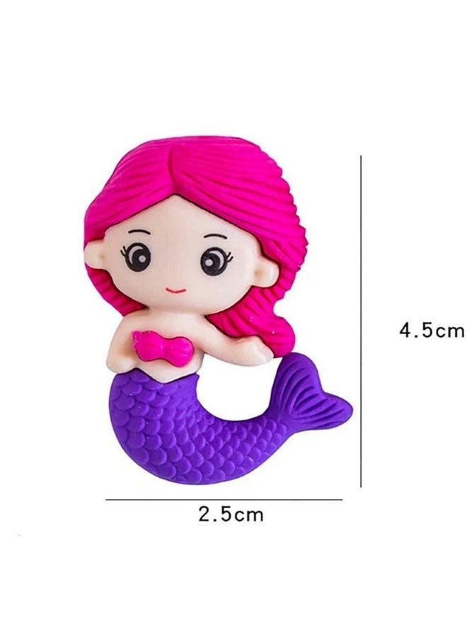 Radiance™ 12 Pcs Fancy Mermaid Shape Eraser for Kids| Pencil Eraser for Girls| Best for Birthday Return Gift (Assorted Design & Color) - Image 4