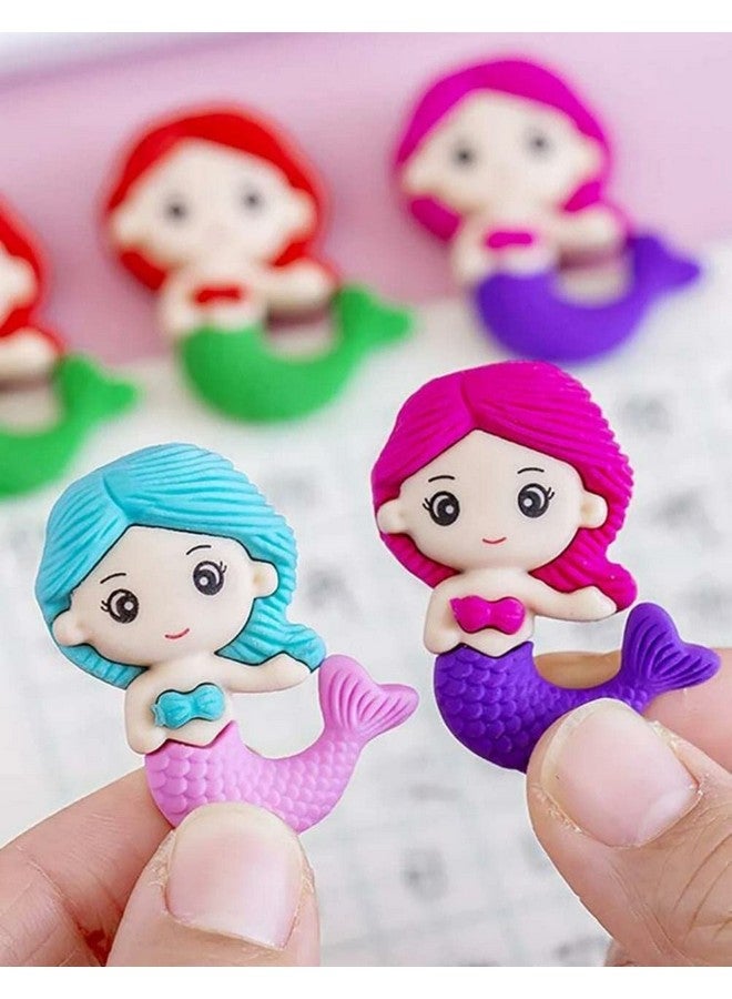 Radiance™ 12 Pcs Fancy Mermaid Shape Eraser for Kids| Pencil Eraser for Girls| Best for Birthday Return Gift (Assorted Design & Color) - Image 1