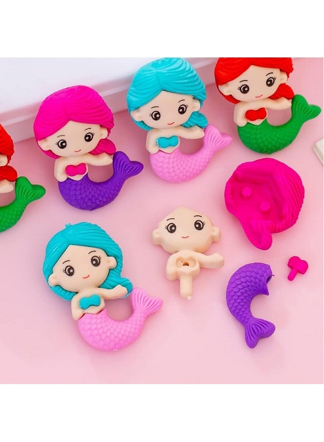 Radiance™ 12 Pcs Fancy Mermaid Shape Eraser for Kids| Pencil Eraser for Girls| Best for Birthday Return Gift (Assorted Design & Color) - Image 5