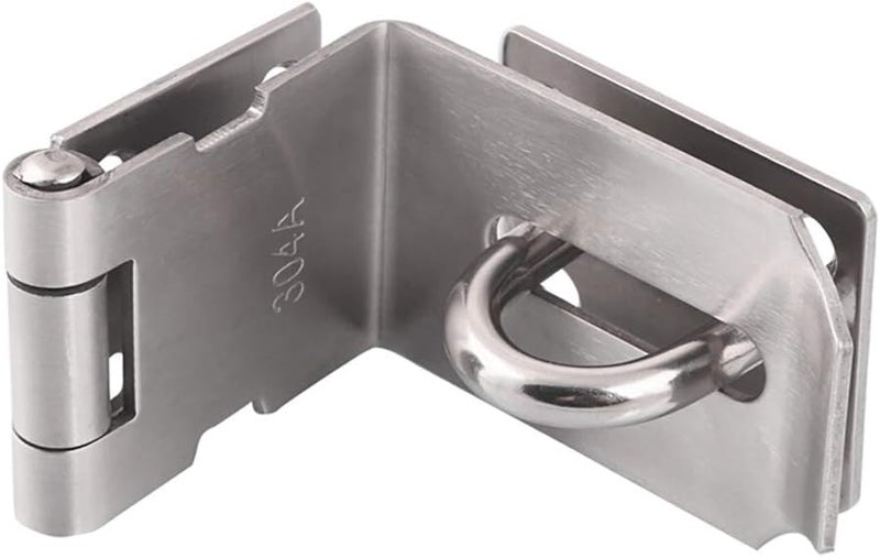 HOWDIA 4 Inch Door Hasp Latch 90 Degree, Stainless Steel Safety Right Angle Padlock Hasp Locking Latch Security Door Clasp Hasp Lock Latch for Push/Sliding/Barn Door, 2mm Thick, Brushed Silver - Image 1