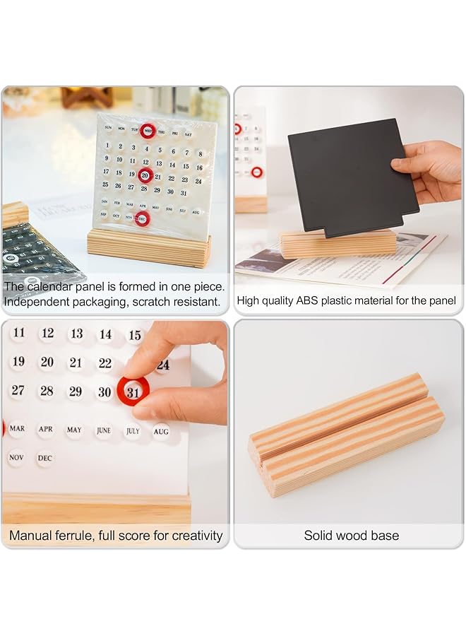 erorex Perpetual Calendar Wooden Calendar For Desk Stand Acrylic Calendar Desktop Decor For Living Room Office Shop Bar Desk Wood Calendar Display Week Month Day Black  - Image 2