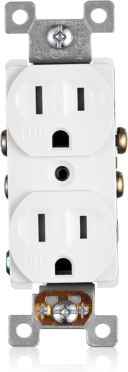 Faith 10Pack Duplex Receptacle Outlet TamperResistant 3Prong Outlet Receptacle 3Wire SelfGrounding 2Pole15A 125V UL Listed White - Image 2