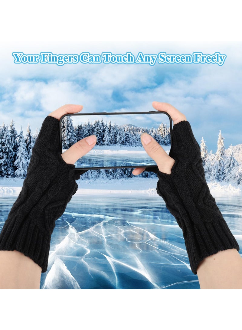 KASTWAVE 4 Pairs Winter Knit Fingerless Wrist Gloves - Soft Crochet Arm Warmers and Mitten Sleeves for Women and Girls - Image 5