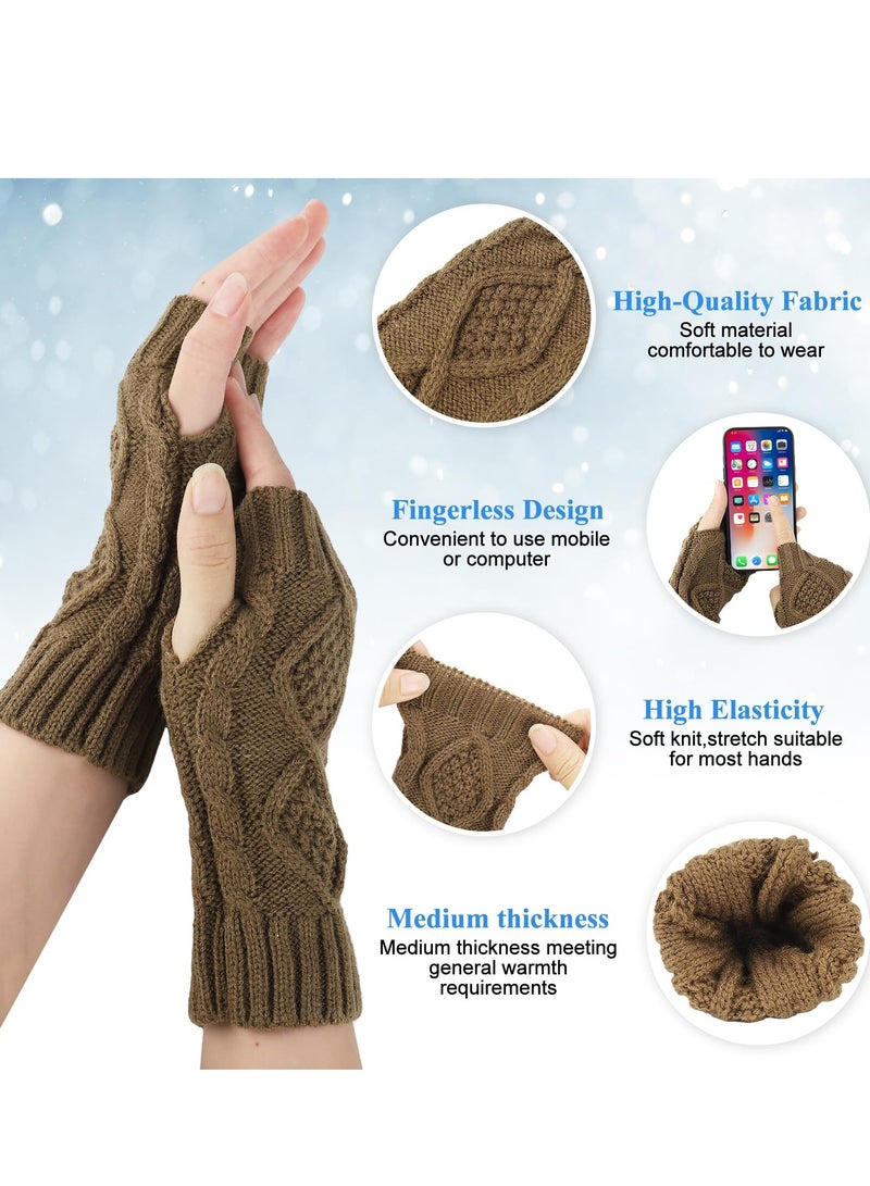 KASTWAVE 4 Pairs Winter Knit Fingerless Wrist Gloves - Soft Crochet Arm Warmers and Mitten Sleeves for Women and Girls - Image 2