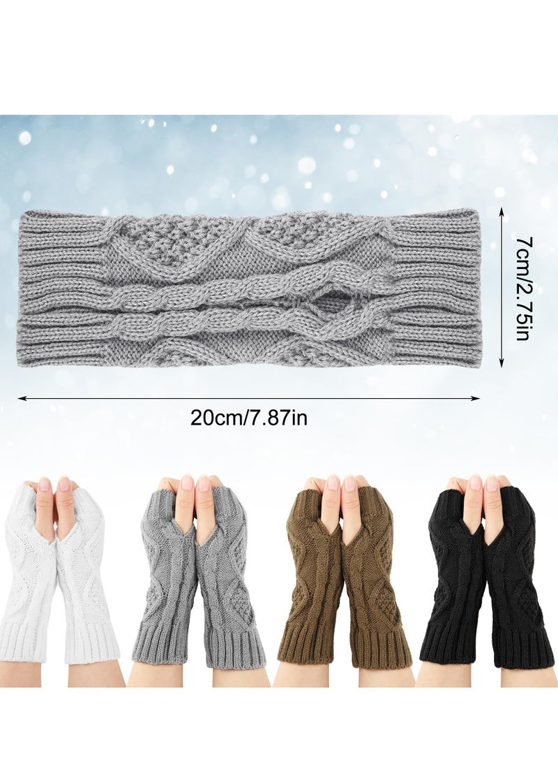 KASTWAVE 4 Pairs Winter Knit Fingerless Wrist Gloves - Soft Crochet Arm Warmers and Mitten Sleeves for Women and Girls - Image 3