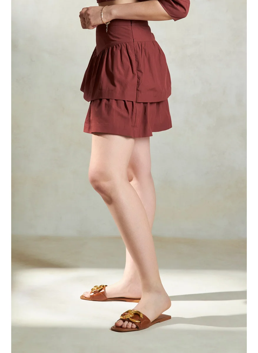 فيرجيو Virgio Pure Cotton Ruffled A-Line Mini Skirts