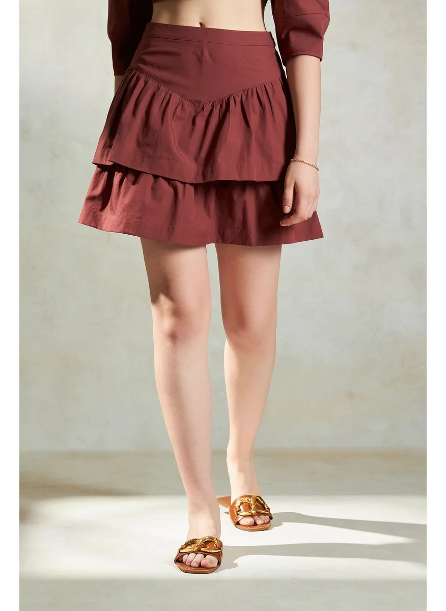 فيرجيو Virgio Pure Cotton Ruffled A-Line Mini Skirts