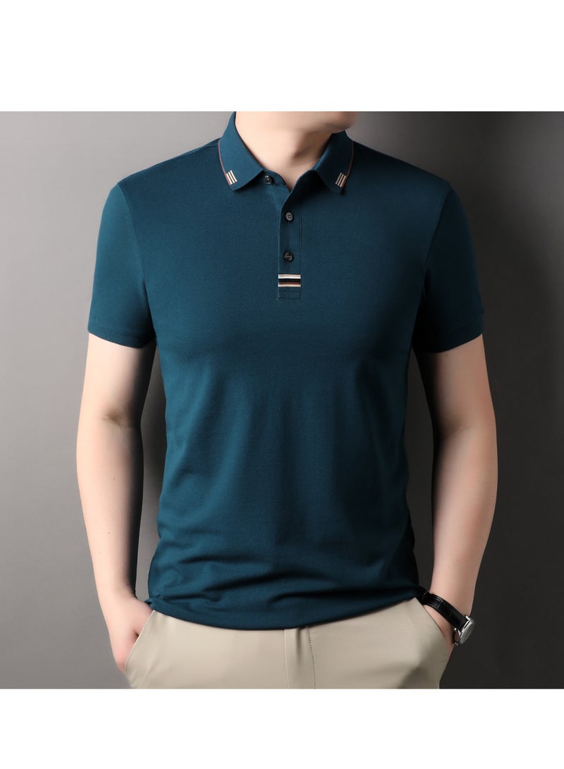 Men's Pure Cotton Short Sleeved T-shirt Casual POLO Shirt  - Image 1