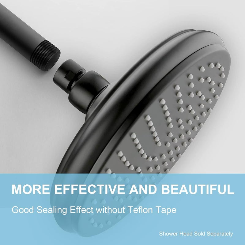 Offo Shower Arm with Flange, 6 in Ceiling Mount Replacement Rain Shower Head Straight Arm Ceiling-Mounted For Fixed Shower Head & High Pressure Rain, Matte Black - Image 1
