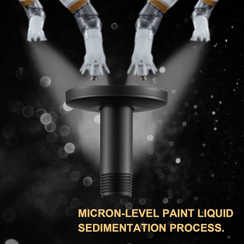 Offo Shower Arm with Flange, 6 in Ceiling Mount Replacement Rain Shower Head Straight Arm Ceiling-Mounted For Fixed Shower Head & High Pressure Rain, Matte Black - Image 3