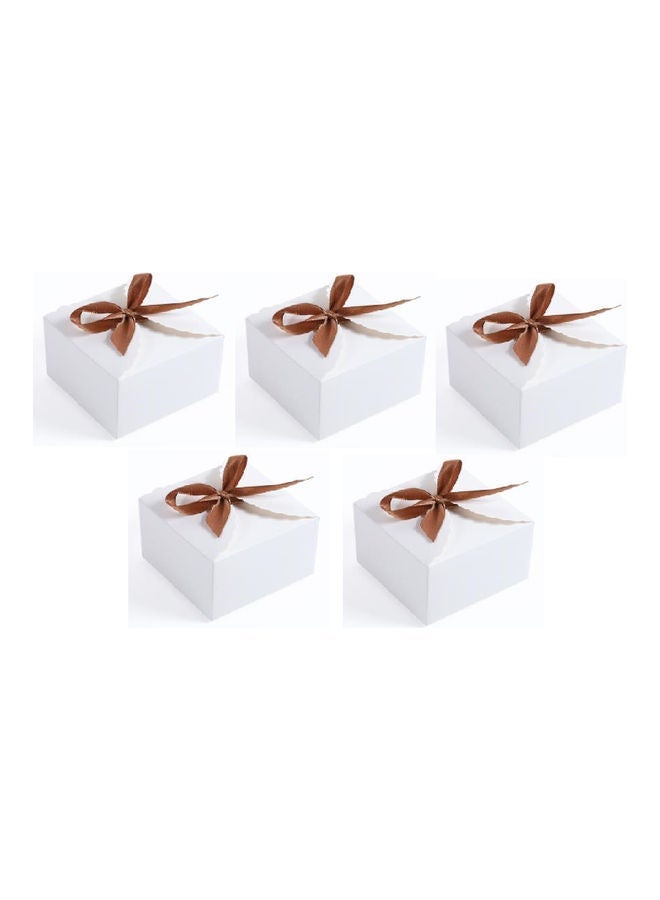 NIBEMINENT 5-Piece Square Kraft Gift Box White/Brown 