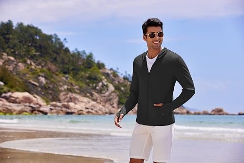 COOFANDY FullZip Mens Lightweight Hoodie UPF 50 Breathable Sun Protection Jacket with Pockets for Golf Fishing Hiking Black - Image 3