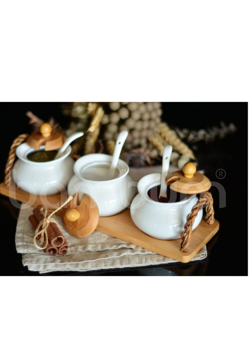 Bambum - Desta 3 Jars Spice Container With Tray - Image 1
