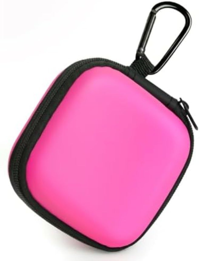Woyinger Round Earbud Case Portable EVA Carrying Case Storage Bag Cell Phone Accessories Organizer with Carabiner for Earphone, Earbud, Earpieces, SD Memory Card, Camera Chips,Black - Image 1