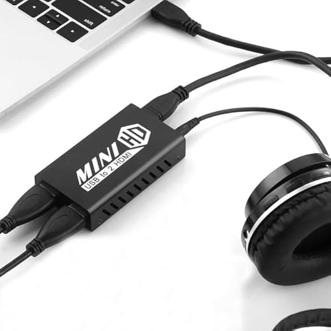 rayihni USB 3.0 TO DUAL HDMI ADAPTER UP TO 1920 X 1080P/60HZ, EXTERNAL VIDEO GRAPHICS CARD FOR WINDOWS CHROMEOS MACOS LINUX LAPTOP, DISPLAYLINK MULTI MONITORS DISPLAY ADAPTER 3.5 MM STEREO AUDIO - Image 1