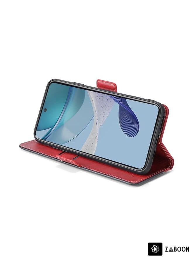 Green Tiger - For Sharp Aquos R8 Pro SH-51D Contrast Color Side Buckle Leather Phone Case(Purple + Rose Red) - Image 1