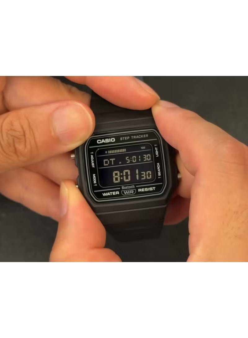 كاسيو ساعة كاسيو كلاسيك F-B100W-1b رقمية للجنسين بلوتوث مع متعقب خطوات، سوار من الراتنج الحيوي الأسود - Image 3