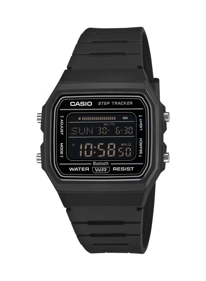 كاسيو ساعة كاسيو كلاسيك F-B100W-1b رقمية للجنسين بلوتوث مع متعقب خطوات، سوار من الراتنج الحيوي الأسود - Image 1