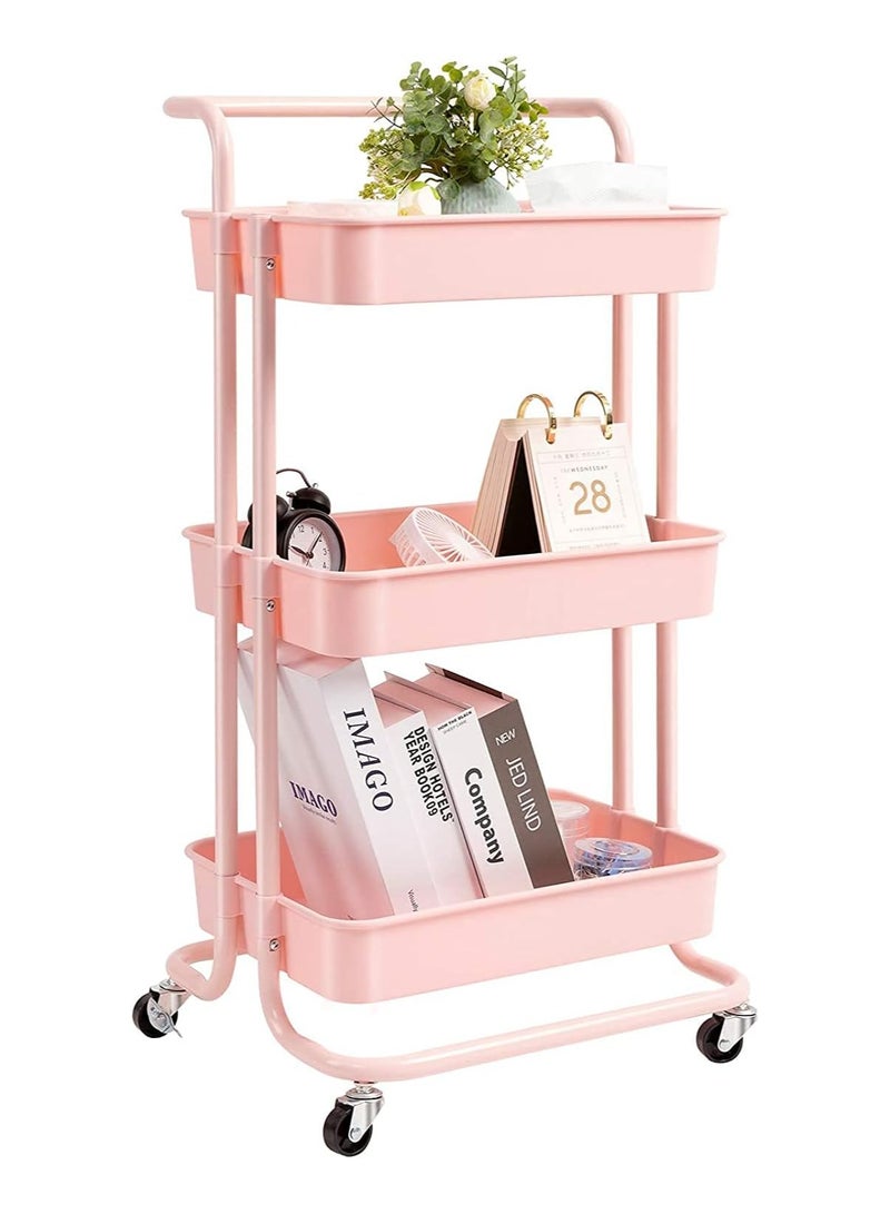 DubaiGallery 3-Tier Multipurpose Rolling Shelves Metal Cart Organizer - Image 1