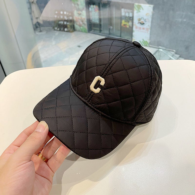 Minimalist Japanese Quilted Warm Baseball Cap Beige