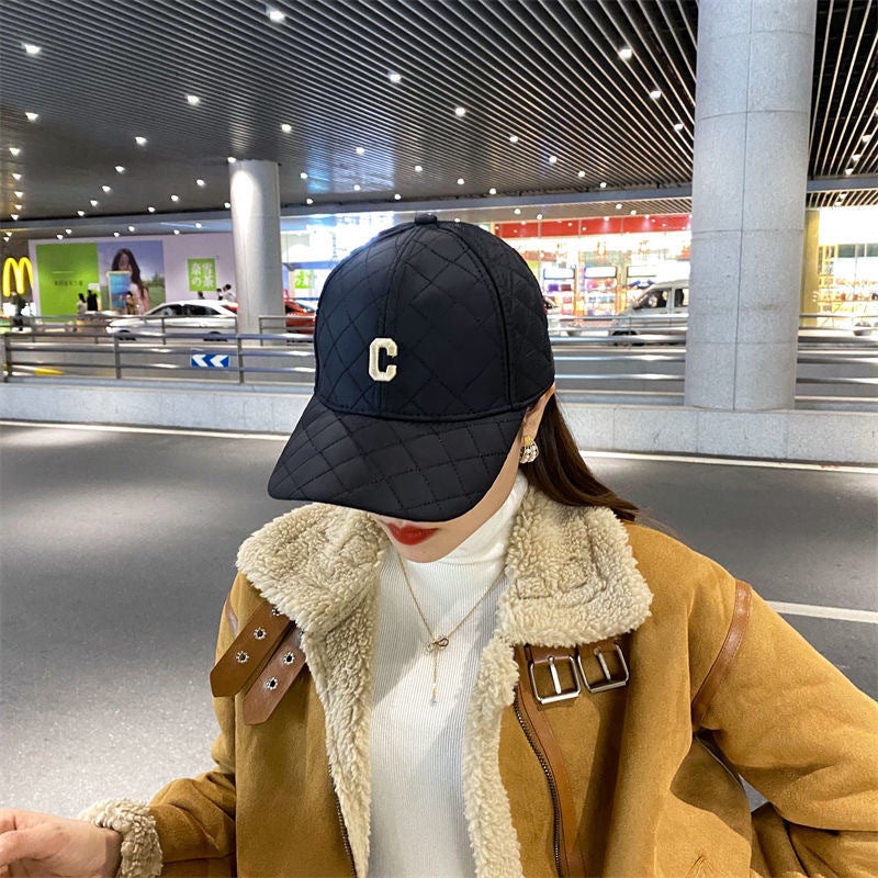 Minimalist Japanese Quilted Warm Baseball Cap Beige