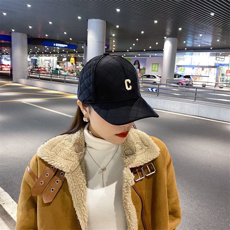 Minimalist Japanese Quilted Warm Baseball Cap Beige