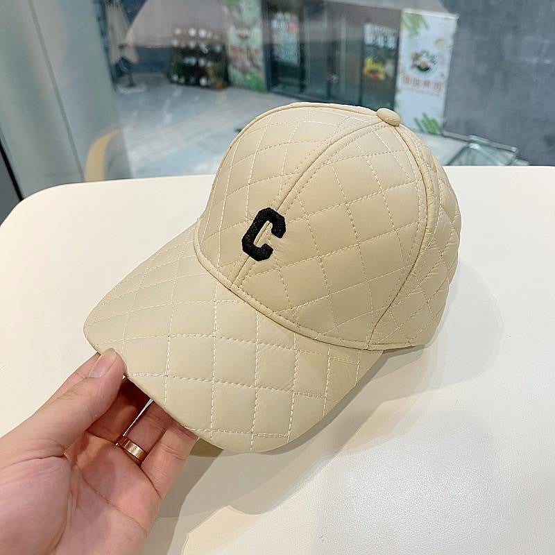 Minimalist Japanese Quilted Warm Baseball Cap Beige