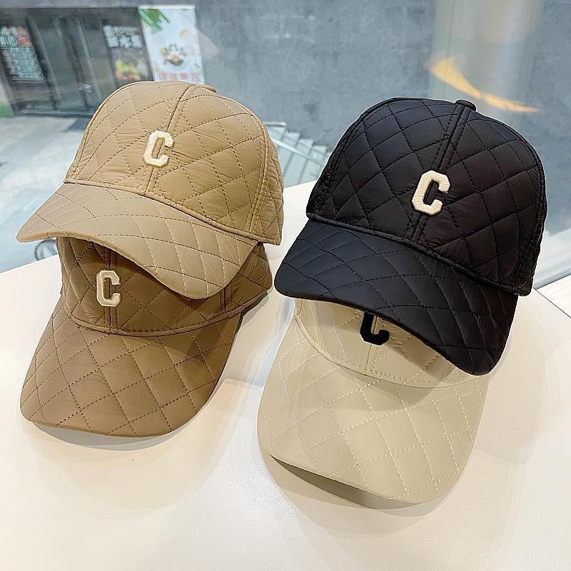 Minimalist Japanese Quilted Warm Baseball Cap Beige