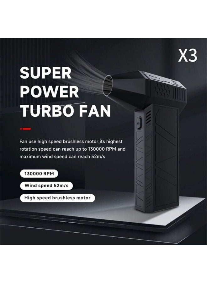 مروحة توربو محمولة قوية - منفاخ نفاث صغير قابل للشحن بسرعة 130,000 لفة/دقيقة - عملي ومحمول للتجفيف السريع والتنظيف - Image 5