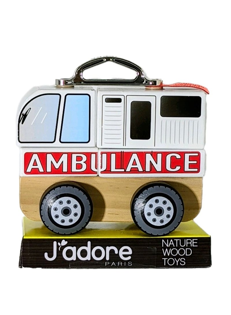 جي'أدور شاحنة تكديس سيارات الإسعاف من Paris Nature Wood Toys