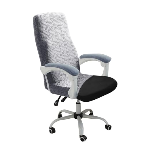 HOKIPO Office Chair Cover for Executive Chair (High-Back) – 170 GSM Stretchable Jacquard – Washable & Anti-Slip – Fits Big & Tall Office Chairs, Light Grey (AR-5364-LGRY-L) - Image 1